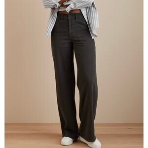 AMERICAN EAGLE Super High Rise Baggy Wide Leg Pants Dark Olive 00